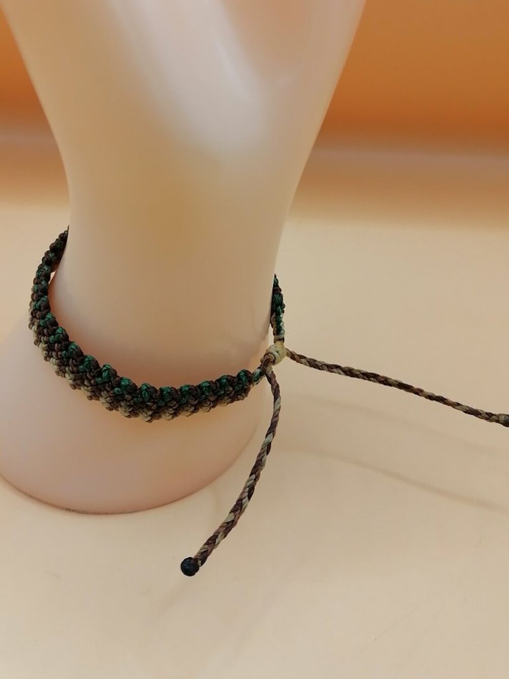 Handmade Macrame Bracelet with Waxed Thread in Camouflage Style